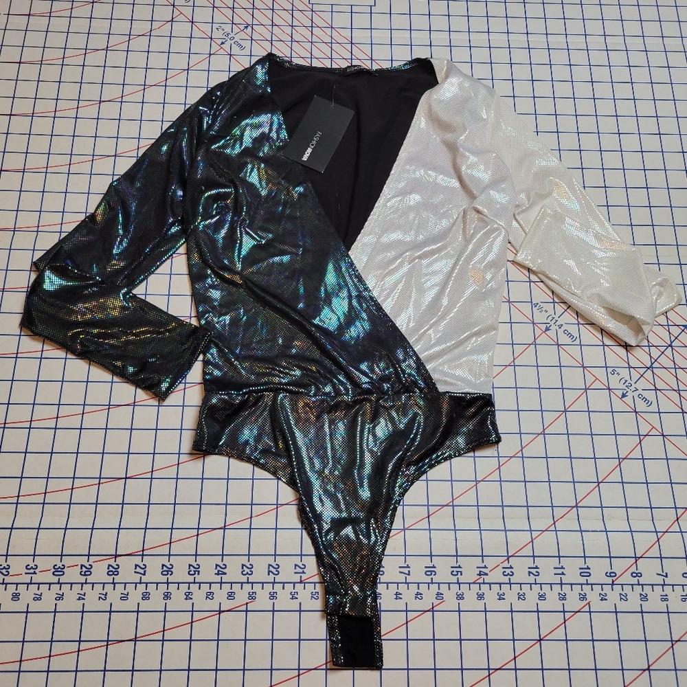 Metallic Black and White Bodysuit